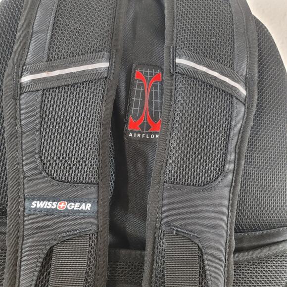 Swiss Gear Black Laptop Backpack 6 Full Zipper Pockets Lightweight Airflow - Picture 5 of 11